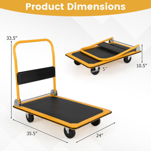 Costway Folding Platform Cart Dolly Hand Truck-Black
