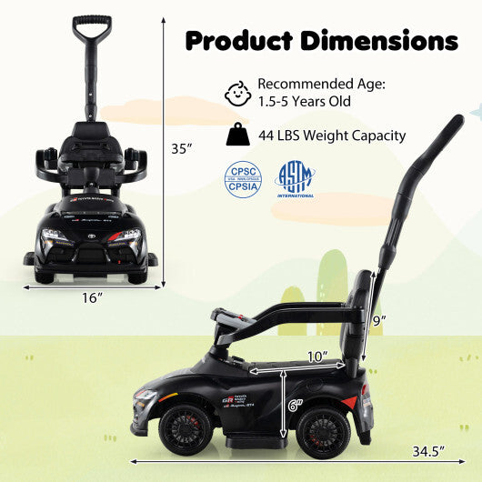 Costway 3-in-1 Toyota Licensed Foot-to-Floor Stroller Sliding Walking Toy-Black