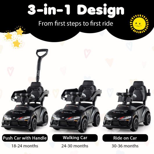 Costway 3-in-1 Toyota Licensed Foot-to-Floor Stroller Sliding Walking Toy-Black