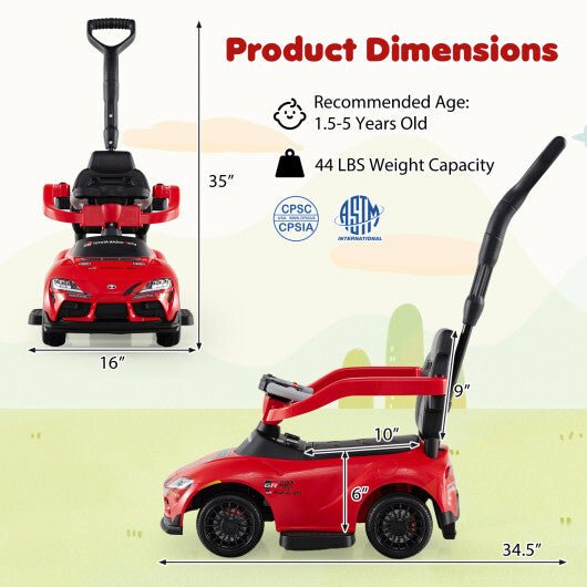 Costway 3-in-1 Toyota Licensed Foot-to-Floor Stroller Sliding Walking Toy-Red