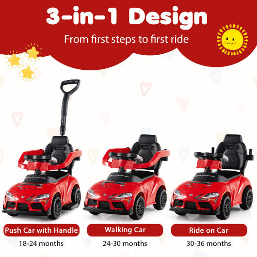 Costway 3-in-1 Toyota Licensed Foot-to-Floor Stroller Sliding Walking Toy-Red