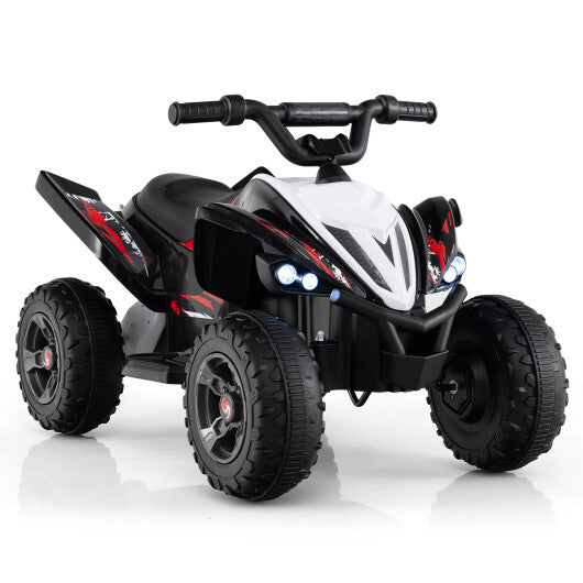 Costway 12V Kids Ride On ATV 4-Wheeler Quad with LED Lights and 7 mph Max Speed-Black