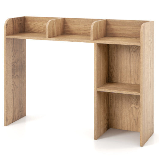 Costway 3-Tier Multipurpose Desk Bookshelf with 4 Shelves-Natural