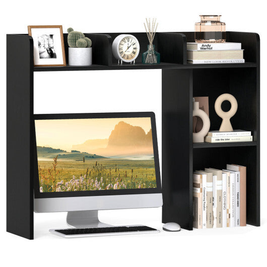 Costway 3-Tier Multipurpose Desk Bookshelf with 4 Shelves-Black