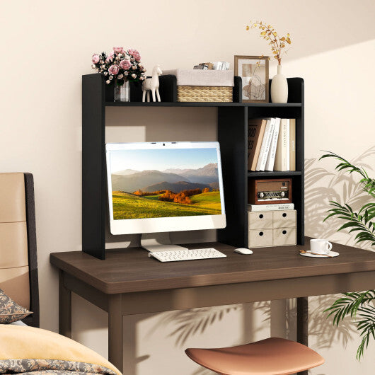 Costway 3-Tier Multipurpose Desk Bookshelf with 4 Shelves-Black