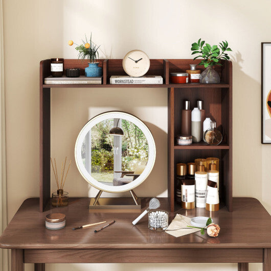 Costway 3-Tier Multipurpose Desk Bookshelf with 4 Shelves-Walnut