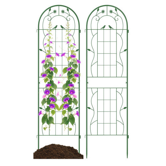Costway 2 Pack Rustproof Metal Garden Trellis 71" x 20" Wire Lattice Panel for Patio Green