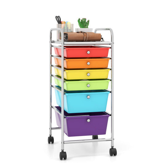 Costway 6 Drawers Rolling Storage Cart Organizer-Multicolor
