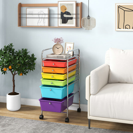 Costway 6 Drawers Rolling Storage Cart Organizer-Multicolor