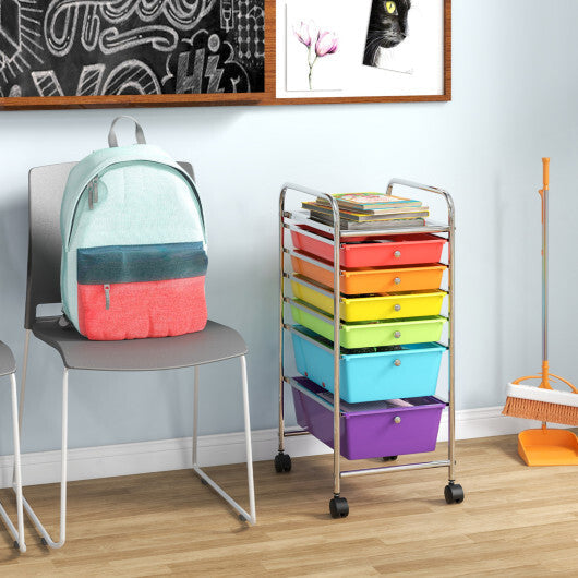 Costway 6 Drawers Rolling Storage Cart Organizer-Multicolor