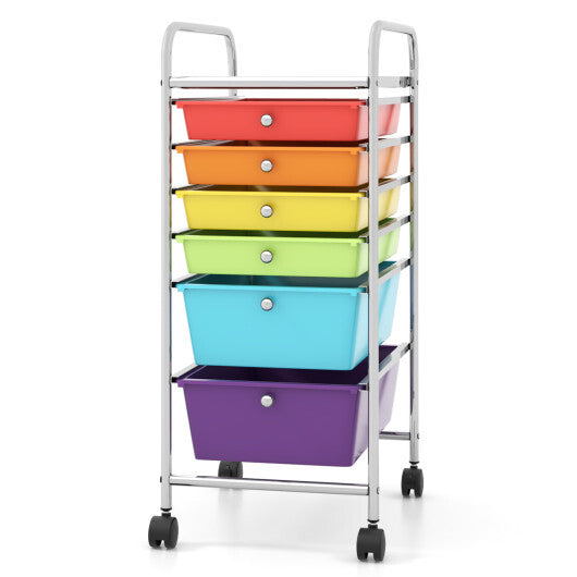 Costway 6 Drawers Rolling Storage Cart Organizer-Multicolor