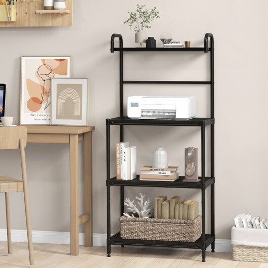 Costway 4-Tier Kitchen Microwave Storage Rack with Metal Shelves-Black