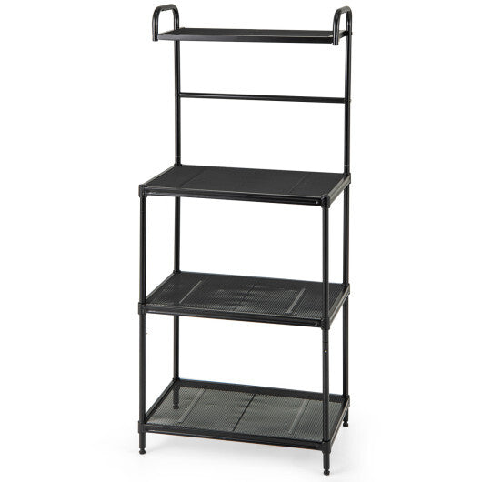 Costway 4-Tier Kitchen Microwave Storage Rack with Metal Shelves-Black