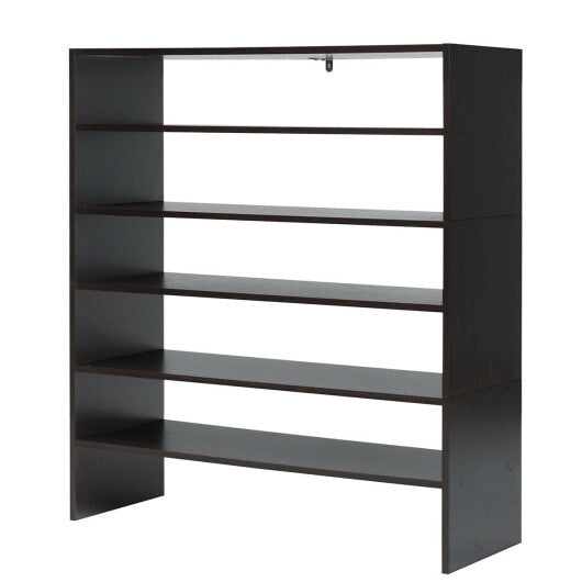 Costway 3 Pieces 31-Inch Stackable Multi-Shape Shoe Rack-Brown
