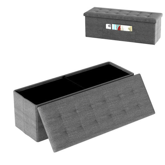 Costway Fabric Folding Storage with Divider Bed End Bench-Dark Gray