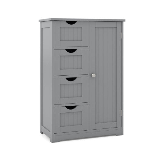 Costway Standing Indoor Wooden Cabinet with 4 Drawers-Gray