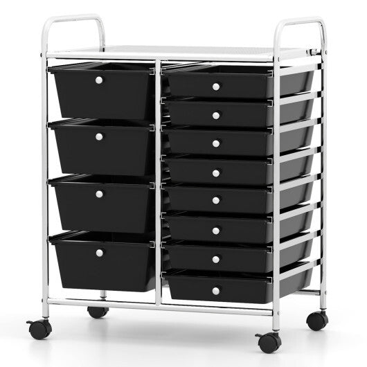 Costway 12-Drawer Utility Rolling Cart with Drawers Multi-Use Storage-Black
