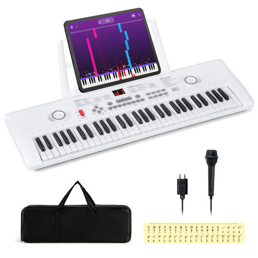 Costway 61 Key Electric Portable Digital Keyboard Piano for Beginner-White
