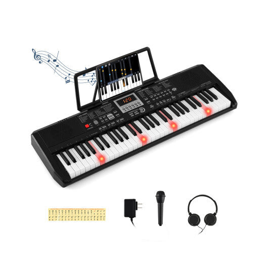Costway 61 Keys Portable Keyboard for Beginners Electric Piano Keyboard Kit with 200 Rhythms and 200 Tones-Black
