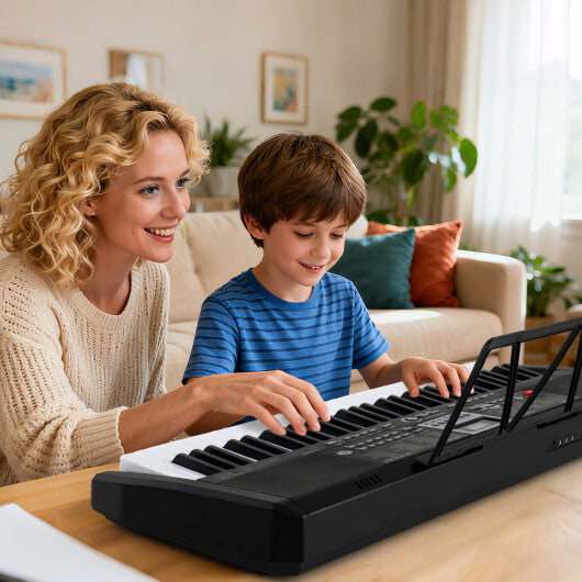 Costway 61 Keys Portable Keyboard for Beginners Electric Piano Keyboard Kit with 200 Rhythms and 200 Tones-Black