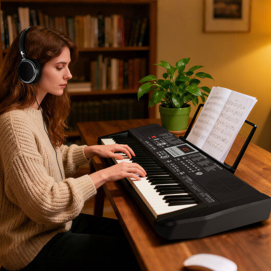 Costway 61 Keys Portable Keyboard for Beginners Electric Piano Keyboard Kit with 200 Rhythms and 200 Tones-Black