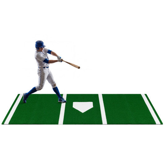 Costway Softball Pitching Mat with Pitching Mound  Anti-Fade Turf & Anti-Slip Foam Backing Green